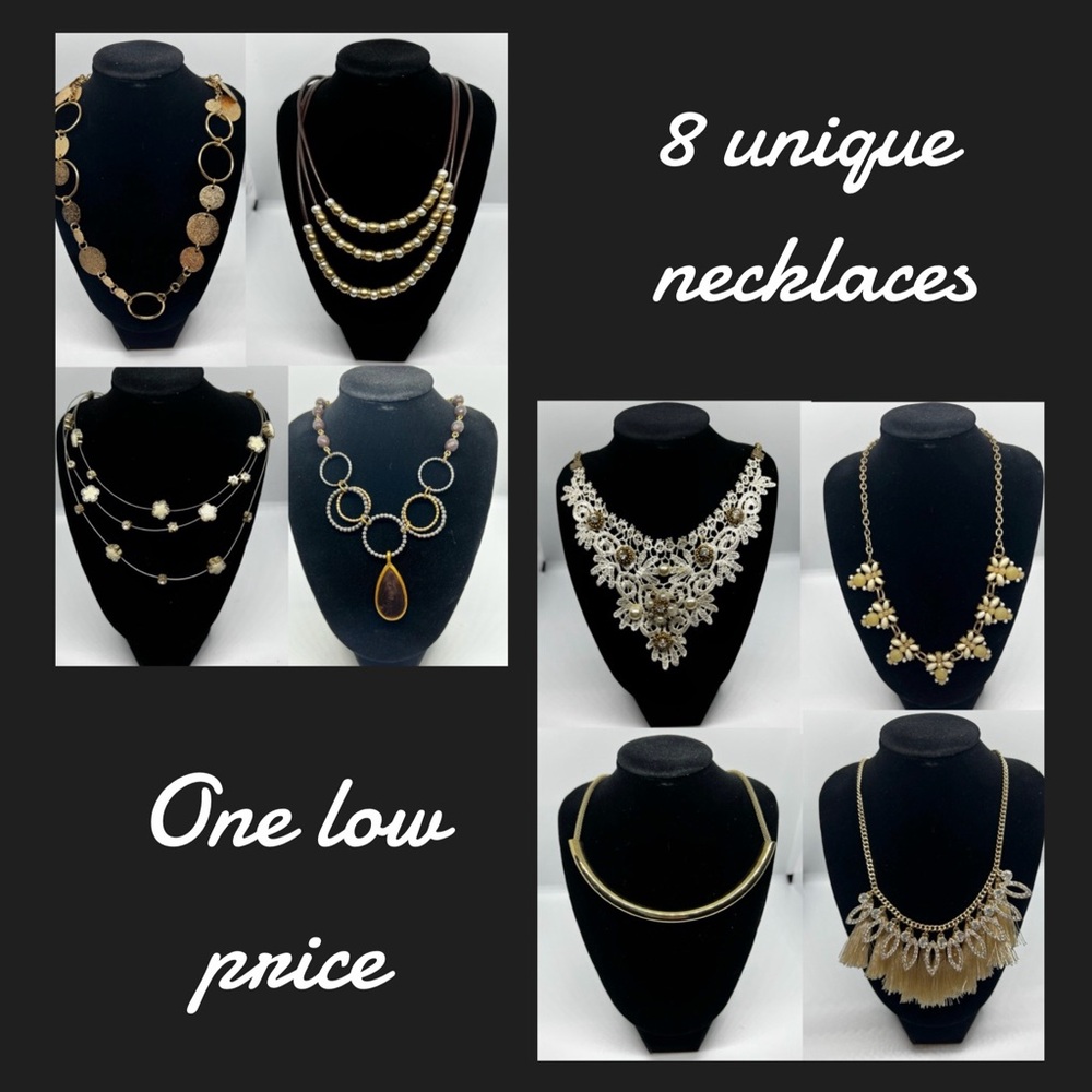 Assorted Women’s Gold-Tone Statement Necklaces - 8-Piece Set